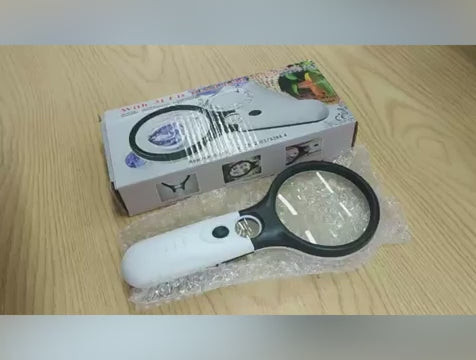 Reading Visual Magnifier with 3 LED Light, Mini Portable 3-45X Handheld (Black)