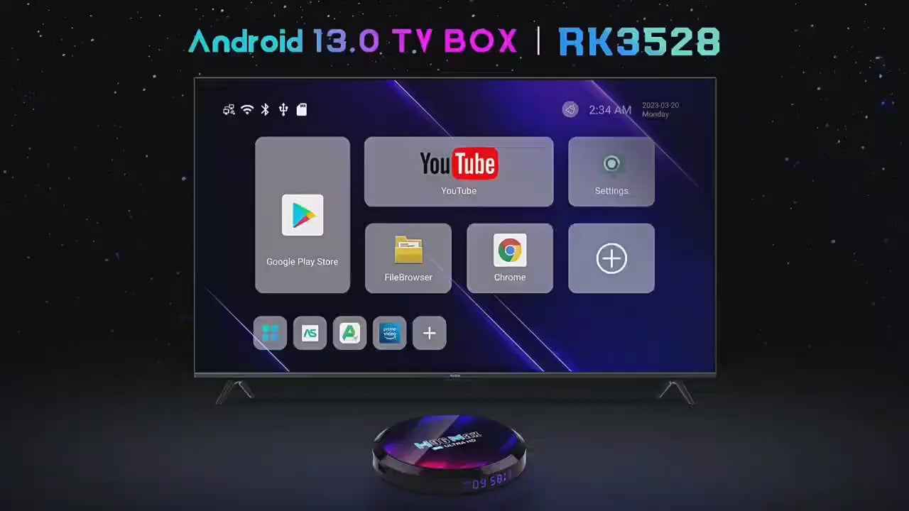 H96 Max 8K RK3528 4GB+64GB UK Plug Ultra HD Smart TV Box Android 13.0 Media Player with Remote Control, Quad-Core,