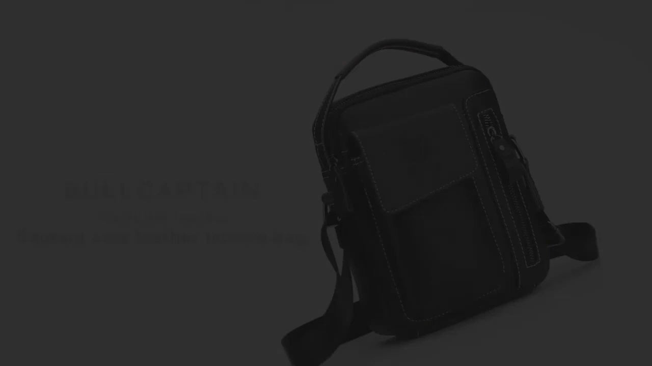 BULL CAPTAIN 037 First-Layer Cowhide Messenger Bag Male Soft Leather Shoulder Bag(Black)