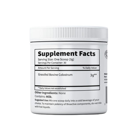 Primal Being Grassfed Colostrum Powder – Immune Support, Gut Health, Recovery (90 g, 3000 mg/serving)