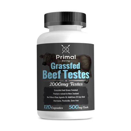 Primal Being Grassfed Beef Testes Capsules – NZ Sourced, 2,000 mg per Serving, 120 Capsules