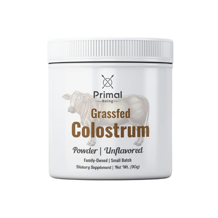 Primal Being Grassfed Colostrum Powder – Immune Support, Gut Health, Recovery (90 g, 3000 mg/serving)