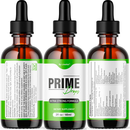 (2 Pack) Prime Drops for Men - Liquid All Natural | Maximum Strength PrimeDrops Formula - 2 Bottles for 2 Months