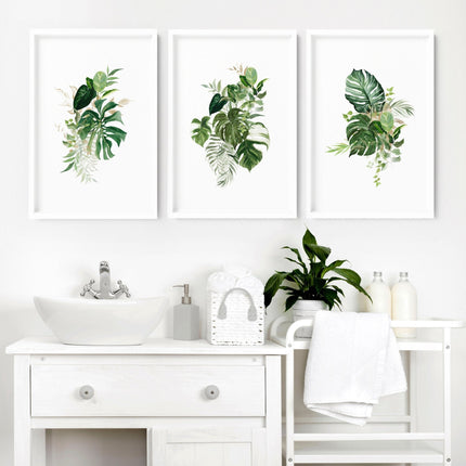 Art for bathroom walls uk | set of 3 Tropical wall prints