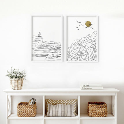 Paintings of beach | set of 2 wall art prints
