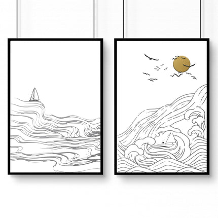 Paintings of beach | set of 2 wall art prints