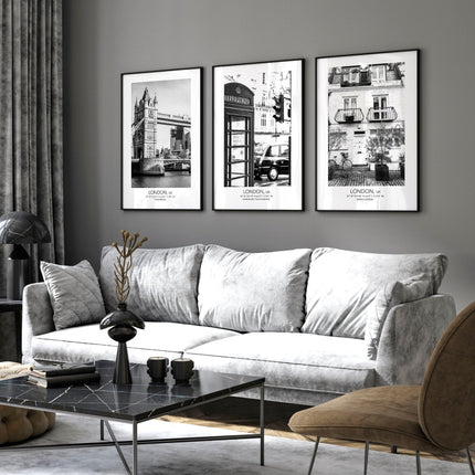 Set of 3 Prints for Living Room | London Wall Art