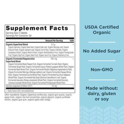 Ancient Nutrition Organic SuperGreens with Probiotics – 90 Count Tablets | 30 Servings
