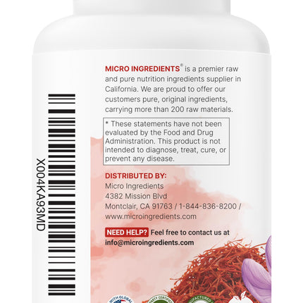 Micro Ingredients Saffron Extract | 240 Veggie Capsules | Mood & Vision
