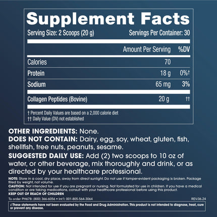ProHealth Pure Collagen Peptides Powder, 600 Grams | Supports Hair, Nail, Skin, Bone, Joint Health, and Longevity | Grass-Fed, Pasture-Raised | Zero Sugar, Unflavored | Third-Party Tested
