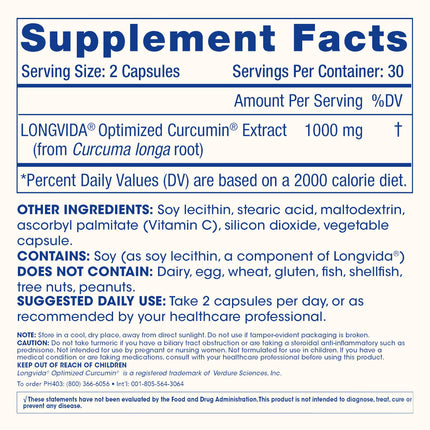 ProHealth Turmeric Curcumin with Longvida – High Bioavailability, 3-Pack (60 Capsules per Bottle)