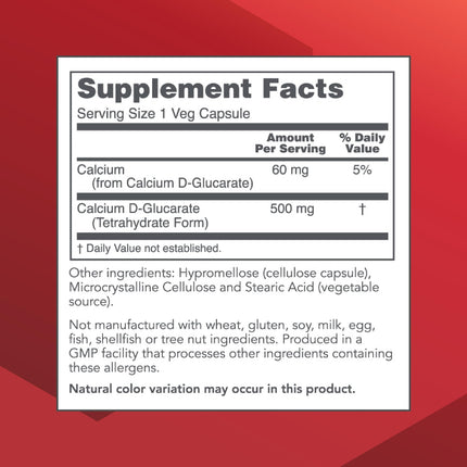 Calcium D-Glucarate 500mg Detox Support – Non-GMO, Dairy Free | Protocol for Life Balance