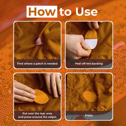 Repair Patches (30+ Colours) for Puffer Jackets, Tents, Upholstery - Stick On, Waterproof, Tear-Cold-Heat-Resistant
