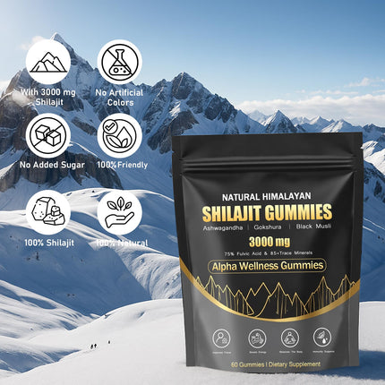 Puranutra Shilajit Gummies – Natural Himalayan Shilajit with Ashwagandha, 60 Gummies
