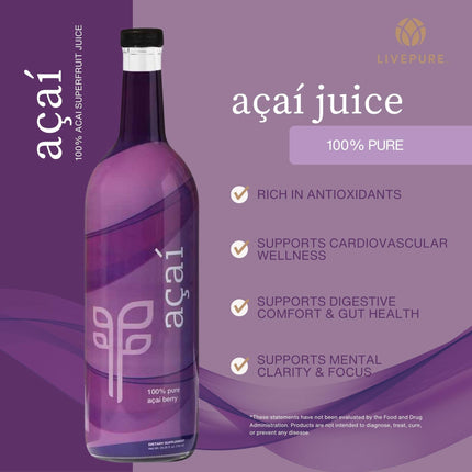 Pure 100% Acai Juice (750 ml) – Sugar-Free, Gluten-Free, Kosher