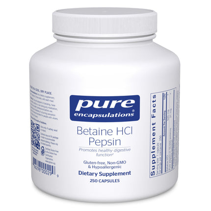 Pure Encapsulations Betaine HCl Pepsin – Digestive Enzymes for Digestion & Nutrient Absorption (250 Capsules)