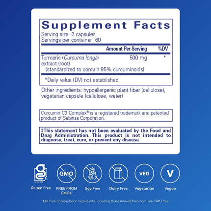 Pure Encapsulations Curcumin 500 mg - Joint & Liver Health Support - Non-GMO & Vegan | 120 Capsules