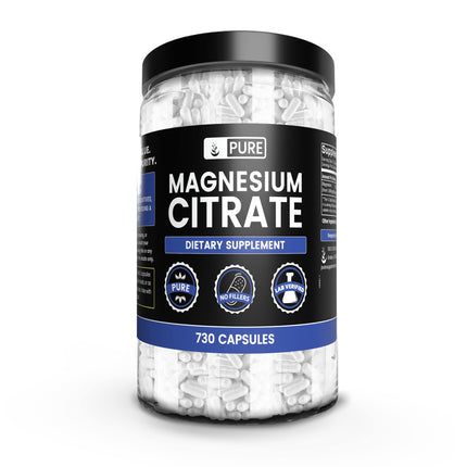 Pure Original Magnesium Citrate - 730 Capsules | No Magnesium or Rice Fillers, Always Pure, Lab Verified