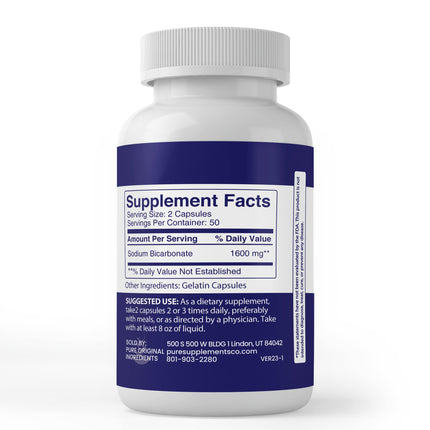 Pure Original Ingredients Sodium Bicarbonate (100 Capsules) Always Pure (Pack of 2) | 50 Day Supply