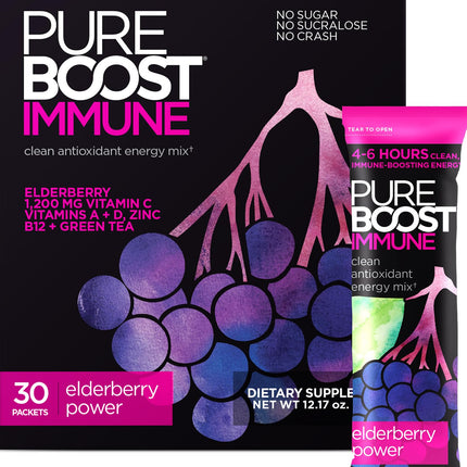 Pureboost Immune Clean Energy Booster - Elderberry Power, Vitamin C 1200 mg