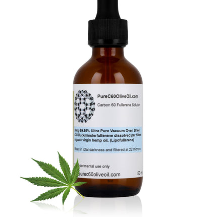 PureC60 Organic Hemp Seed Oil with Buckminsterfullerene C60 – 50ml, 99.95% Pure, Solvent Free – Made in USA