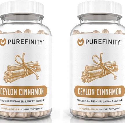 PUREFINITY Ceylon Cinnamon Capsules – 1500mg, Vegan, Non-GMO, 150 Count (75 Day Supply) Pack of 2