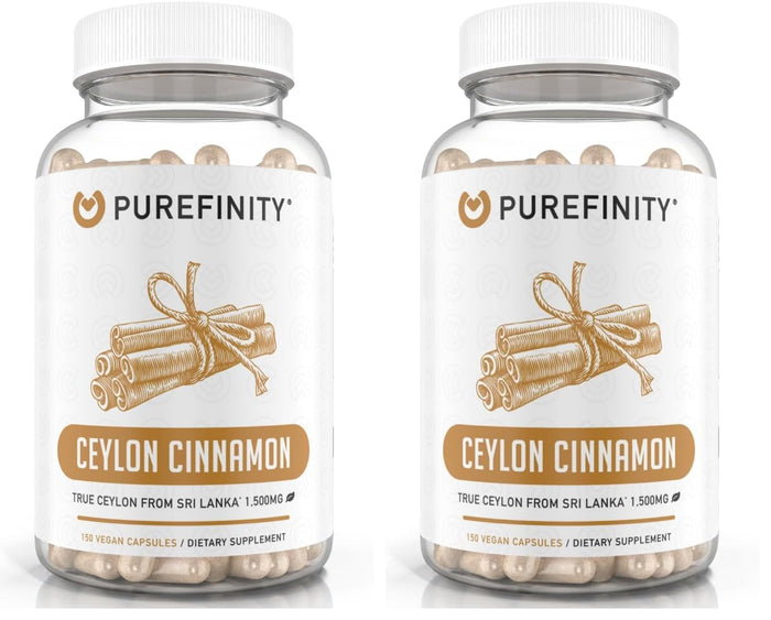 PUREFINITY Ceylon Cinnamon Capsules – 1500mg, Vegan, Non-GMO, 150 Count (75 Day Supply) Pack of 2