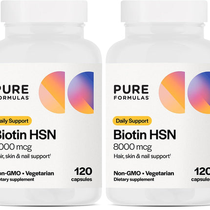 PureFormulas Biotin 8000 mcg – Hair, Skin & Nails Supplement (Pack of 2)
