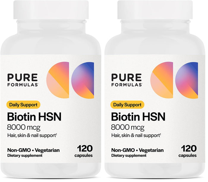 PureFormulas Biotin 8000 mcg – Hair, Skin & Nails Supplement (Pack of 2)