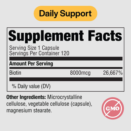 PureFormulas Biotin 8000 mcg – Hair, Skin & Nails Supplement (Pack of 2)