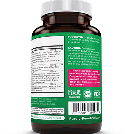 PURELY beneficial Women’s Whole Food MultiVitamin –58 Key Nutrients Including Vitamins, Minerals, Herbs, Probiotics, with Iron, Hair, Skin & Nail Complex for Complete Female Wellness- 180 Capsules