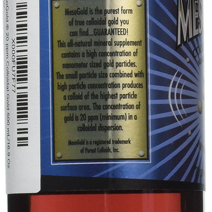 Purest Colloids MesoGold 20 ppm Colloidal Gold 500 mL | High Bioavailability Nanoparticles