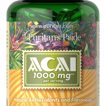 Puritans Pride Acai 1000 Mg, 120 Count | Rapid-Release Acai Softgels
