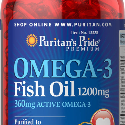 Puritan's Pride Omega-3 Fish Oil 1200mg, 200 Softgels - Discontinued