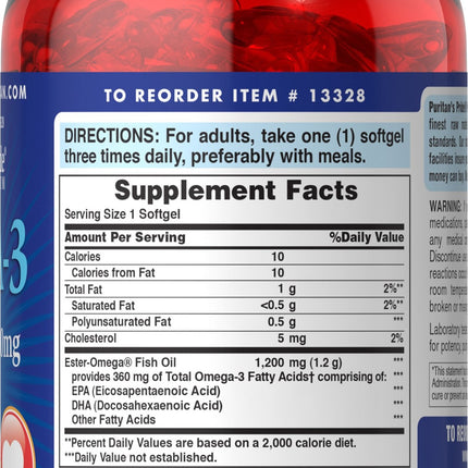 Puritan's Pride Omega-3 Fish Oil 1200mg, 200 Softgels - Discontinued