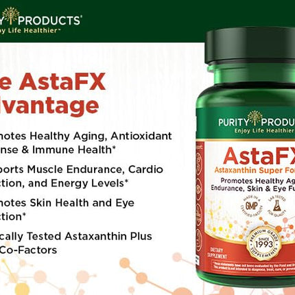 Purity Products AstaFX Astaxanthin 4 mg AstaREAL with Tocotrienols & BioPerine – 60 Vegetarian Caps