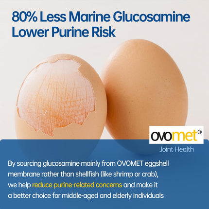 Purmeo OVOMET Eggshell Membrane Joint Supplement – Low-Purine Glucosamine, Chondroitin, MSM, Boswellia | Made in Germany | 60 Days Supply