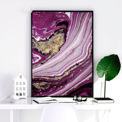 Abstract wall art framed | set of 3 Purple wall art prints