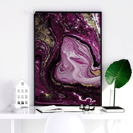 Abstract wall art framed | set of 3 Purple wall art prints