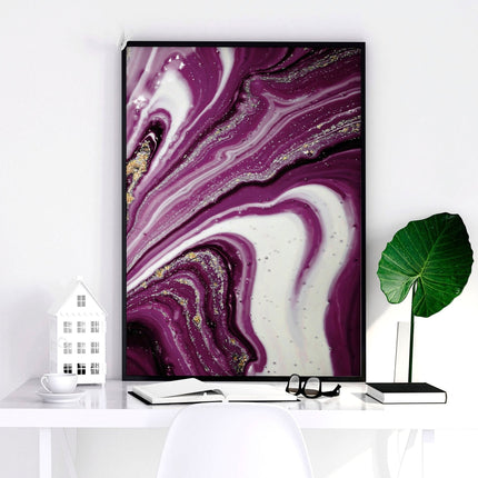 Abstract wall art framed | set of 3 Purple wall art prints