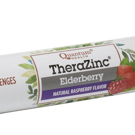 Quantum Health TheraZinc Elderberry Lozenges – Raspberry Flavor, Zinc Gluconate Immune Support (14 Count)
