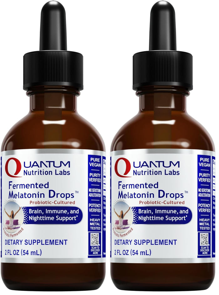 Quantum Nutrition Labs Fermented Melatonin Drops – Sleep Support, Vegan (2 x 2 oz)