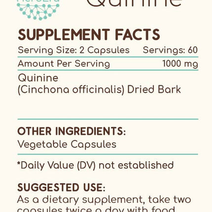 HerbEra Quinine 120 Capsules – 1000 mg Wildcrafted Cinchona Bark