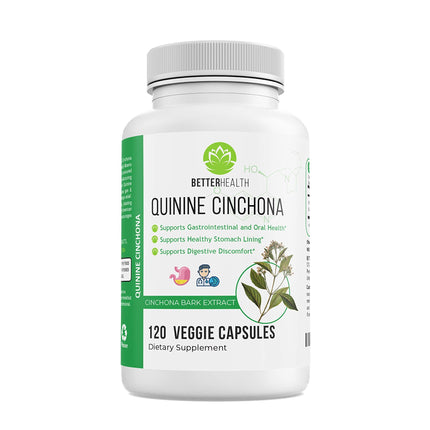 Quinine Cinchona Bark Extract – 500 mg Herbal Supplement for Digestive, Immune & Muscle Support (120 Caps)