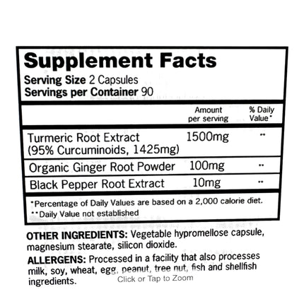 Qunol Turmeric Curcumin 1500mg with Black Pepper & Ginger – 180 Veg Capsules
