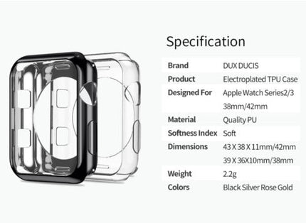 Dux Ducis Electroplated TPU Case - For Apple Watch Series 2/3 - 42MM