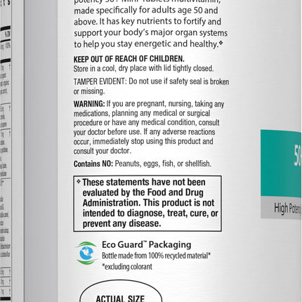 Rainbow Light 50+ Mini-Tablet Multivitamin – Age-Defense Probiotic & Antioxidant (180 Tabs)