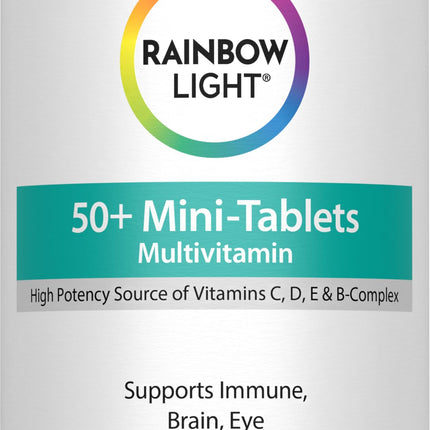 Rainbow Light 50+ Mini-Tablet Multivitamin – Age-Defense Probiotic & Antioxidant (180 Tabs)