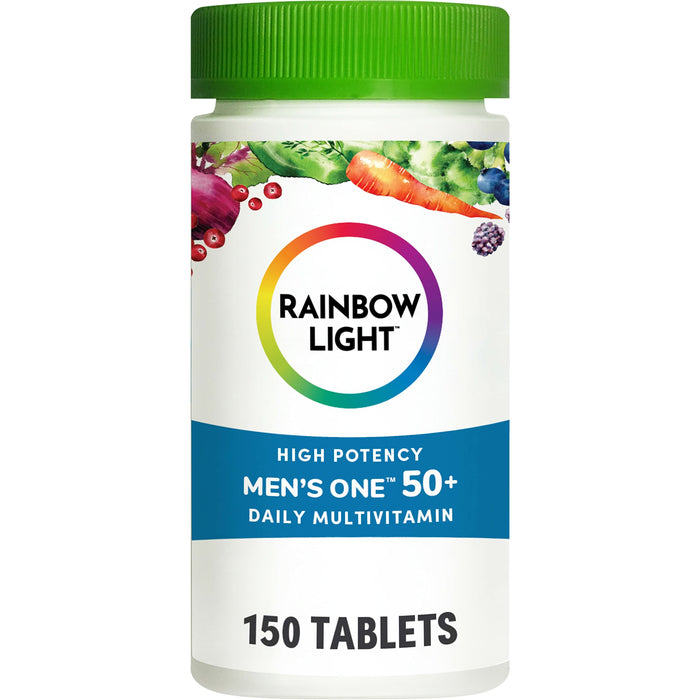 Rainbow Light Men's One 50+ Multivitamin – High Potency Immune Support, Vitamin C, D & Zinc, Vegetarian & Non-GMO