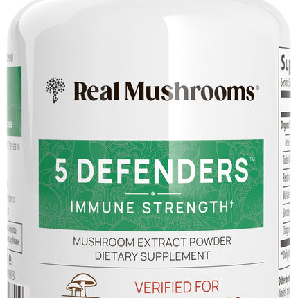 Real Mushrooms 5 Defenders – Adaptogenic Mushroom Complex (90 Count)